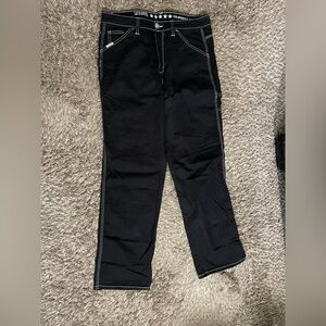 Black Denim cargos with White Stitching
